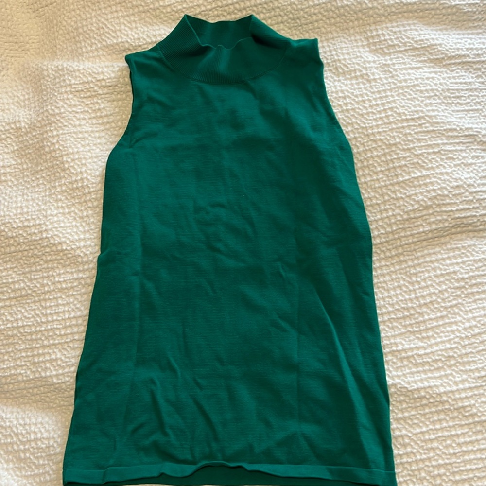 Ann Taylor XXSP green sleeveless turtleneck sweater tank